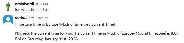 The agent answering in a Slack thread